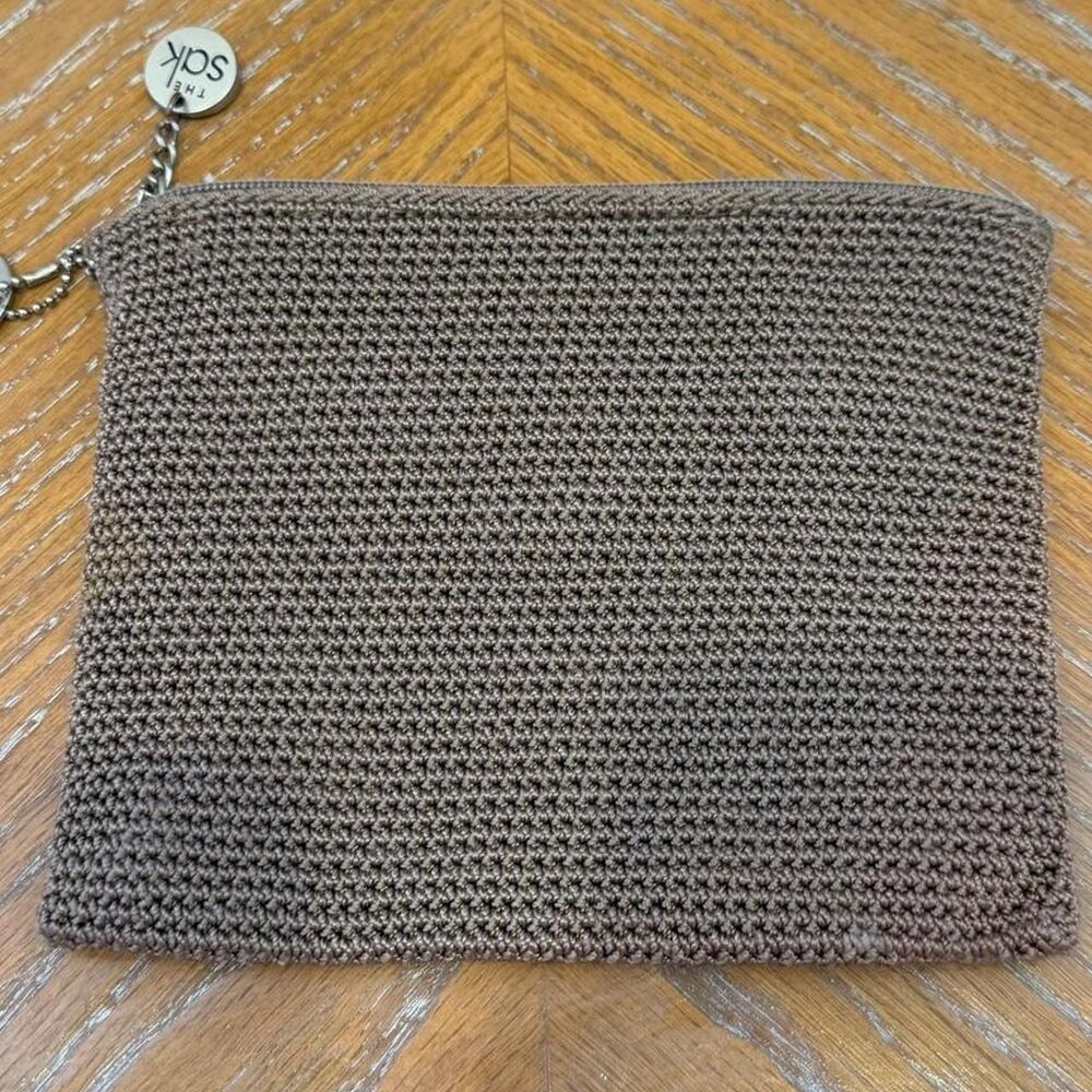 Vintage The Sak Brown Crochet Pouch Cosmetic Bag - Picture 6 of 8